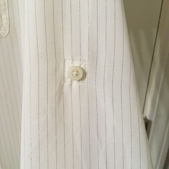 Ann Taylor Loft Cream Shimmer Pinstripe Blouse - Picture 6 of 13